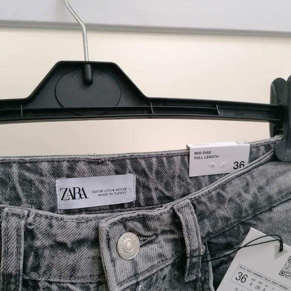 Size 4 | ZARA -RISE WIDE-LEG SEQUINED FOIL JEANS - Picture 5 of 13